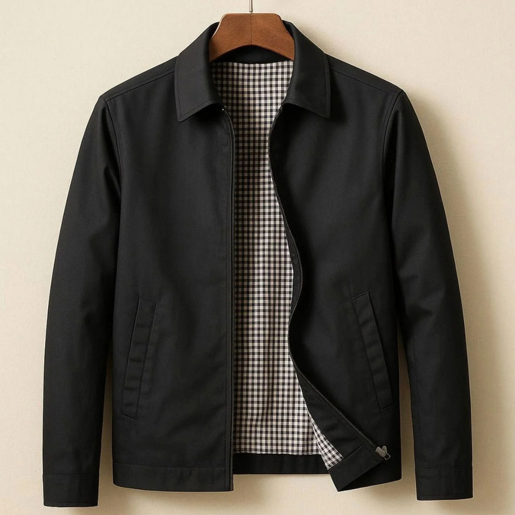 Matthias | Herren Harrington Jacke mit Reißverschluss und Karomuster