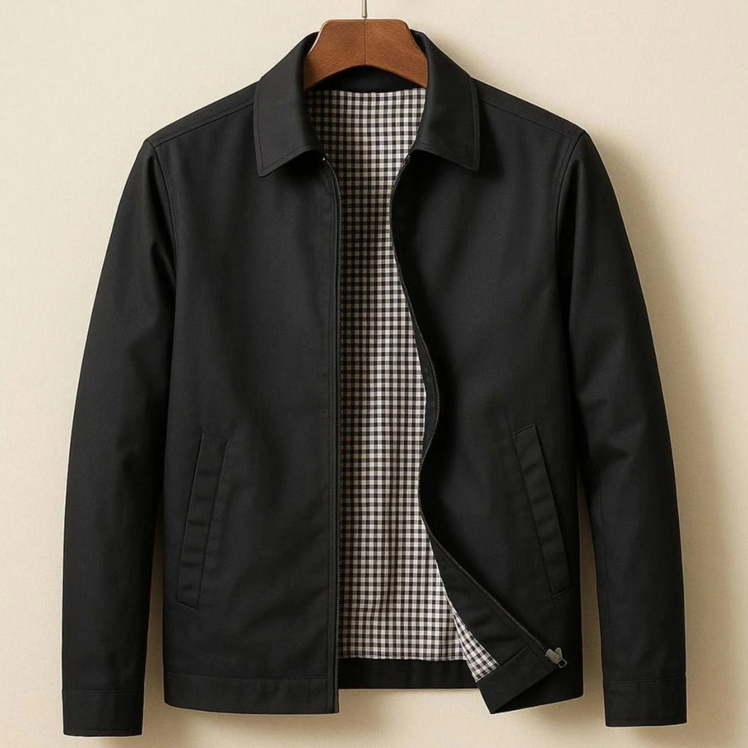 Matthias | Herren Harrington Jacke mit Reißverschluss und Karomuster