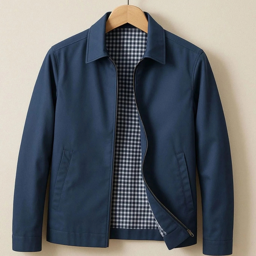 Matthias | Herren Harrington Jacke mit Reißverschluss und Karomuster