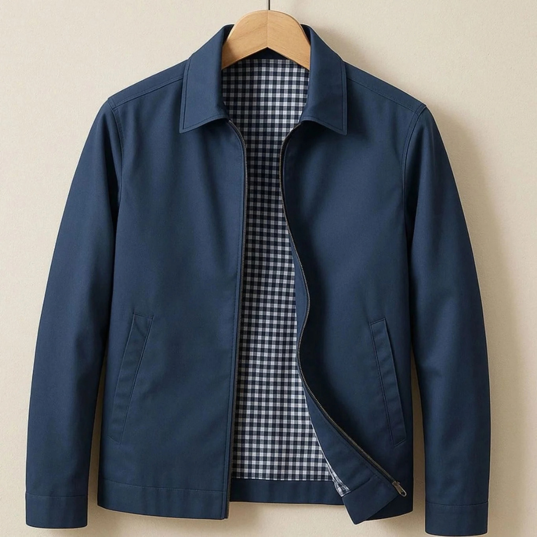 Matthias | Herren Harrington Jacke mit Reißverschluss und Karomuster