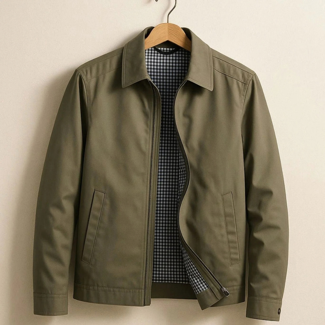 Matthias | Herren Harrington Jacke mit Reißverschluss und Karomuster