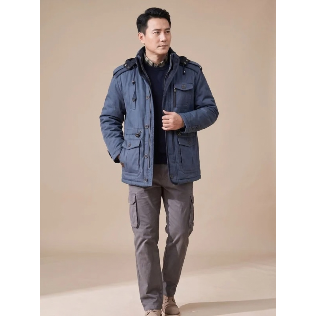 Matthias | Herren Winterjacke mit Kapuze und Outdoor Parka Stil