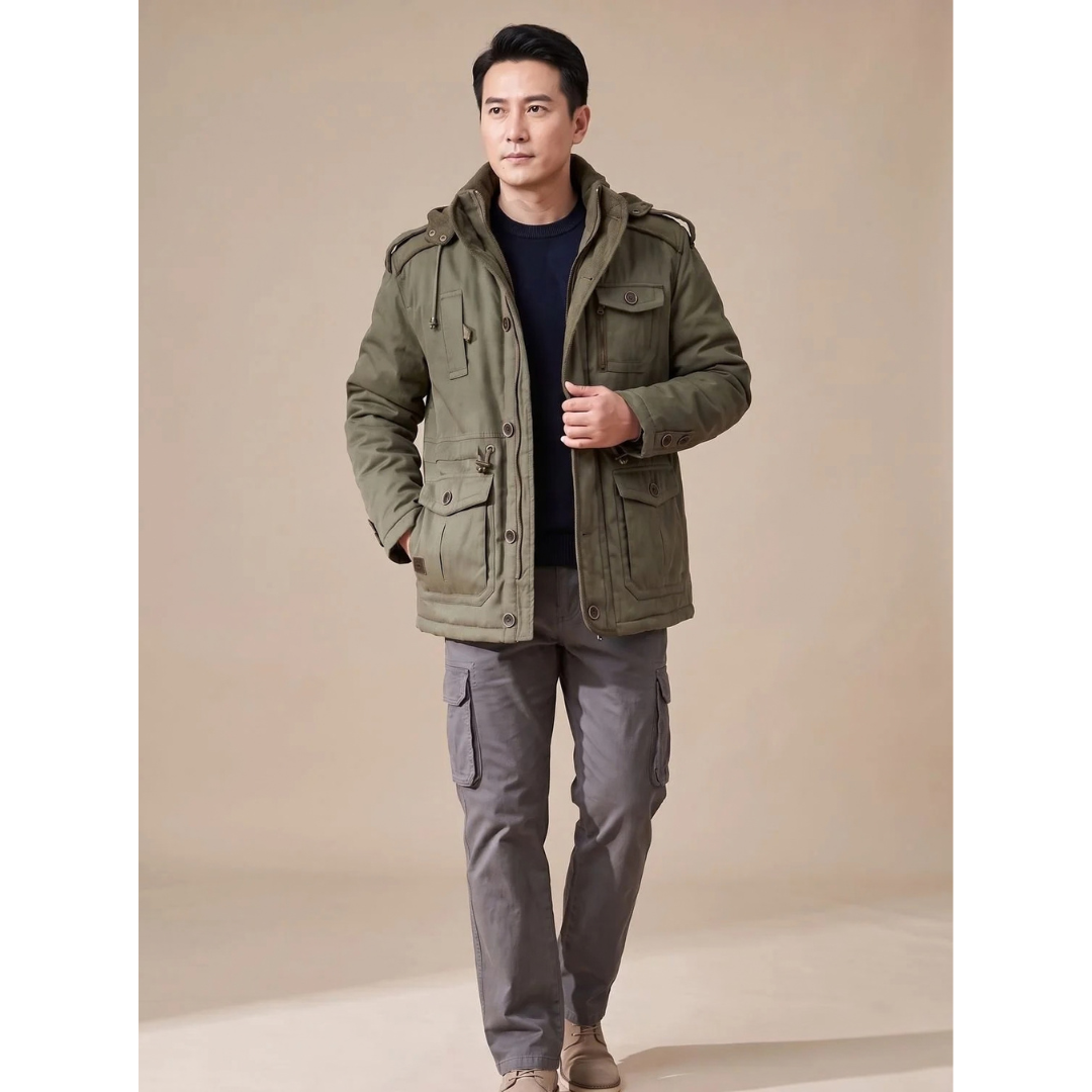 Matthias | Herren Winterjacke mit Kapuze und Outdoor Parka Stil