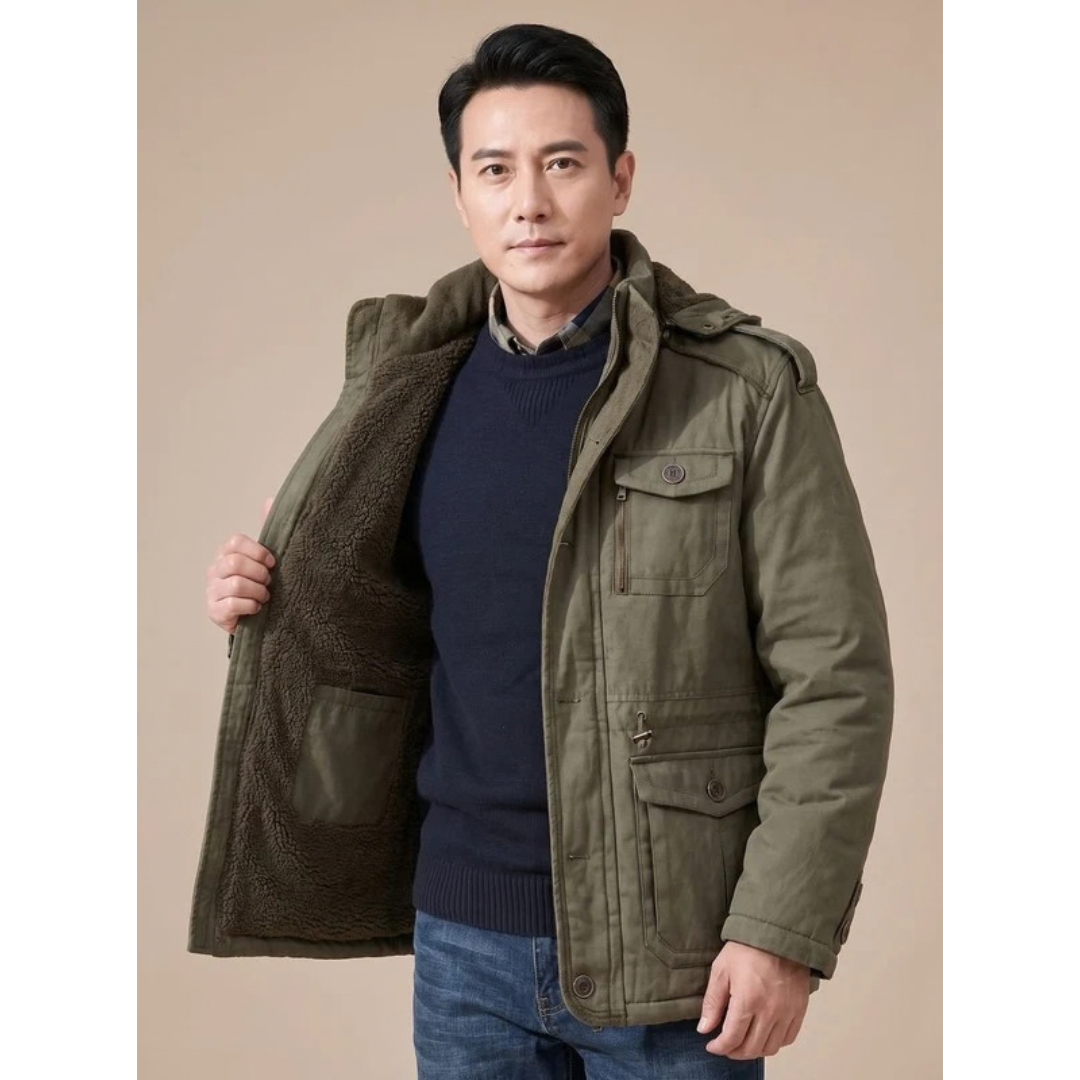 Matthias | Herren Winterjacke mit Kapuze und Outdoor Parka Stil