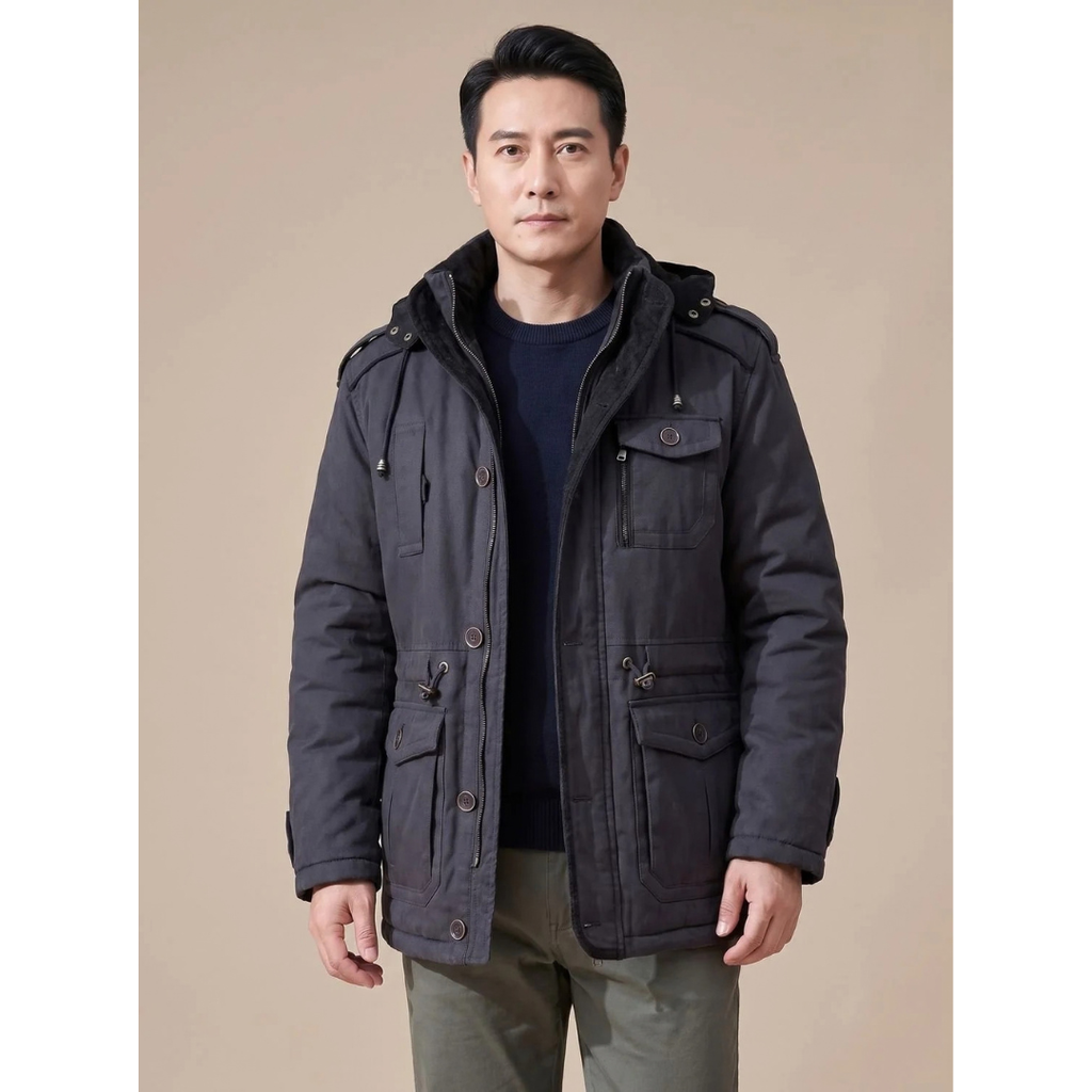 Matthias | Herren Winterjacke mit Kapuze und Outdoor Parka Stil