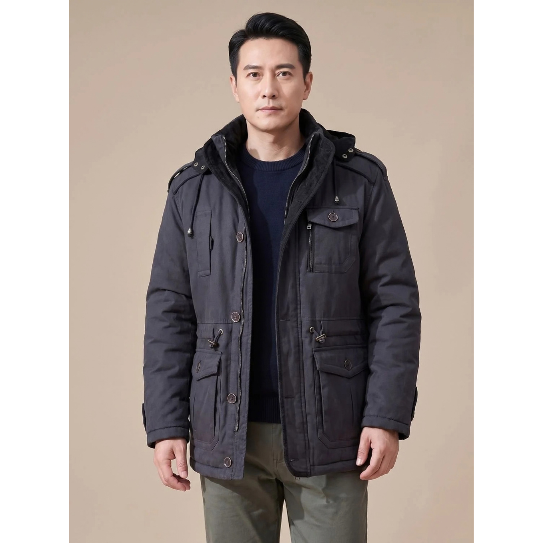 Matthias | Herren Winterjacke mit Kapuze und Outdoor Parka Stil