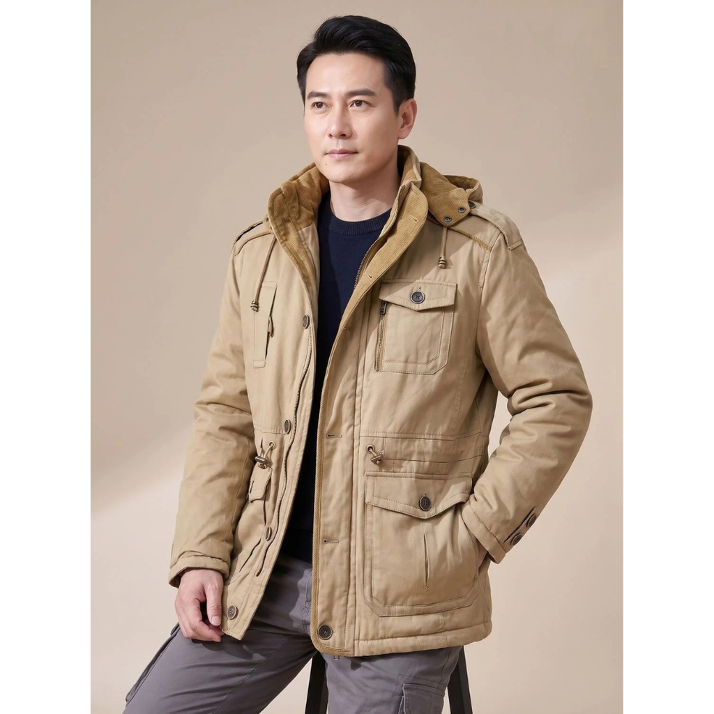 Matthias | Herren Winterjacke mit Kapuze und Outdoor Parka Stil