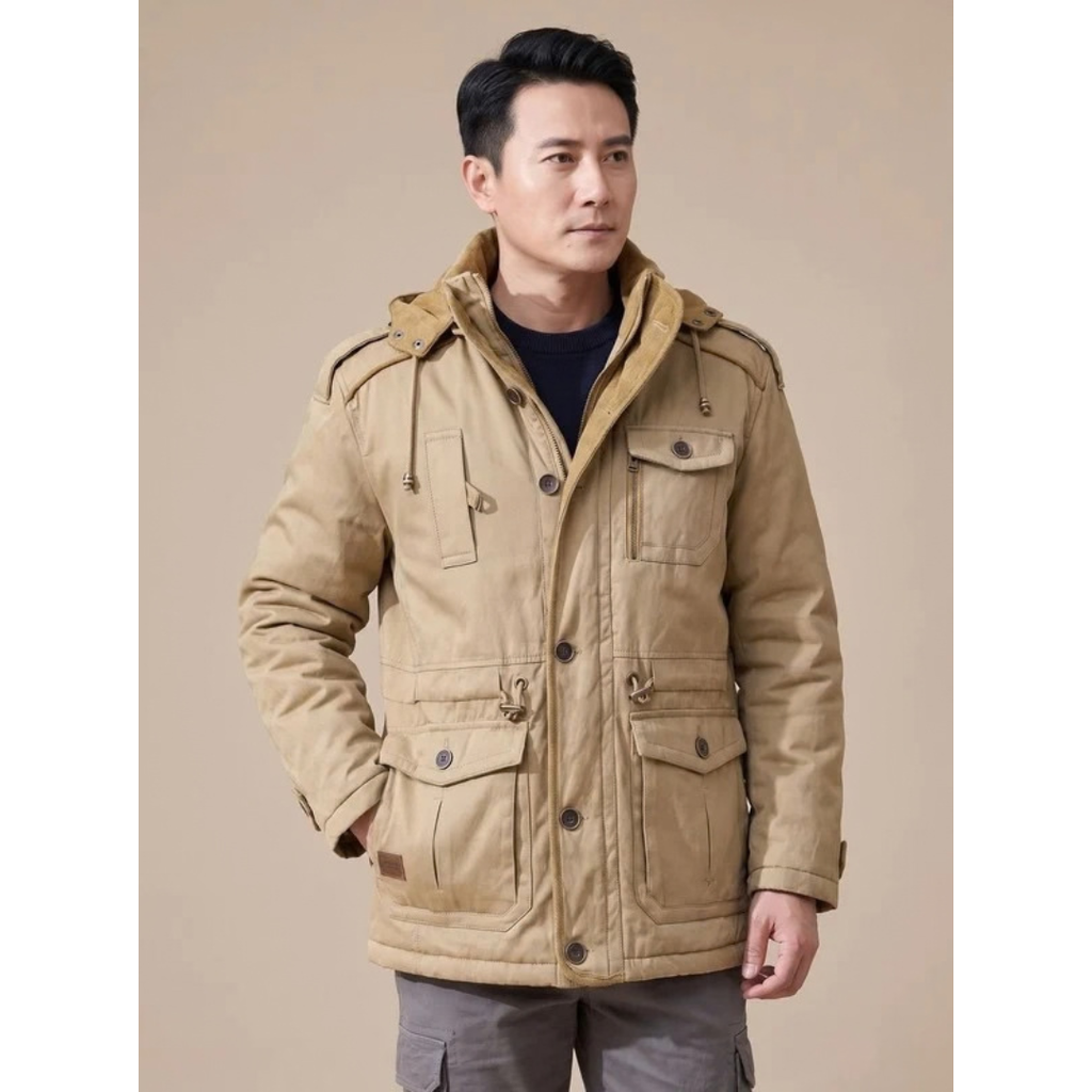 Matthias | Herren Winterjacke mit Kapuze und Outdoor Parka Stil
