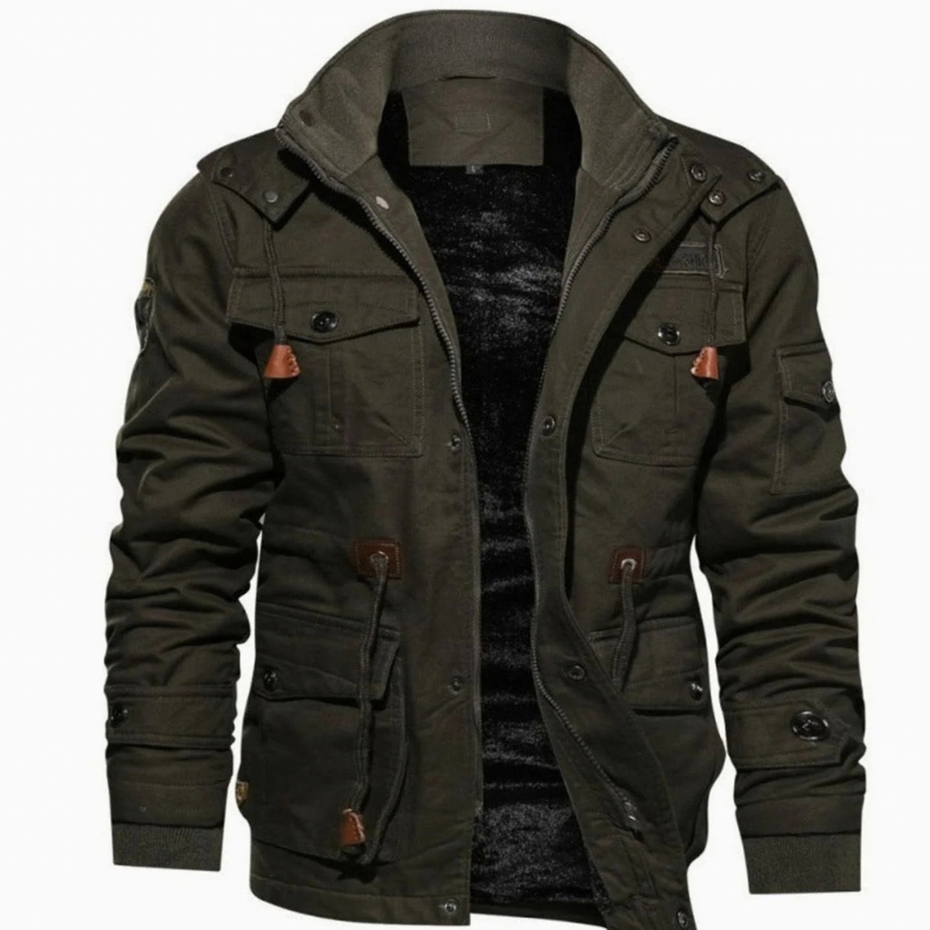 Matthias | Herren Winterjacke Warm mit Fleece und Stehkragen mit Taschen