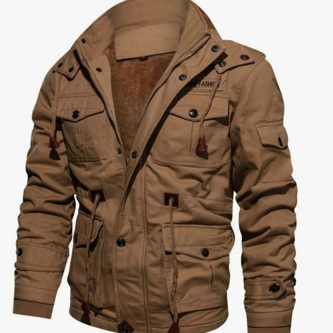 Matthias | Herren Winterjacke Warm mit Fleece und Stehkragen mit Taschen