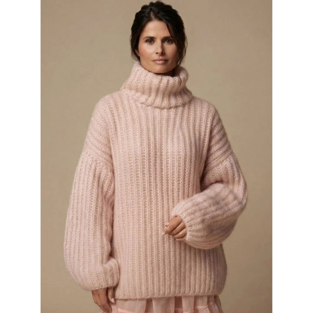 Mavie | Damen Strickpullover mit Rollkragen und weitem Schnitt