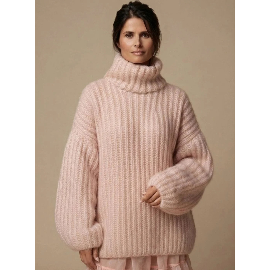 Mavie | Damen Strickpullover mit Rollkragen und weitem Schnitt