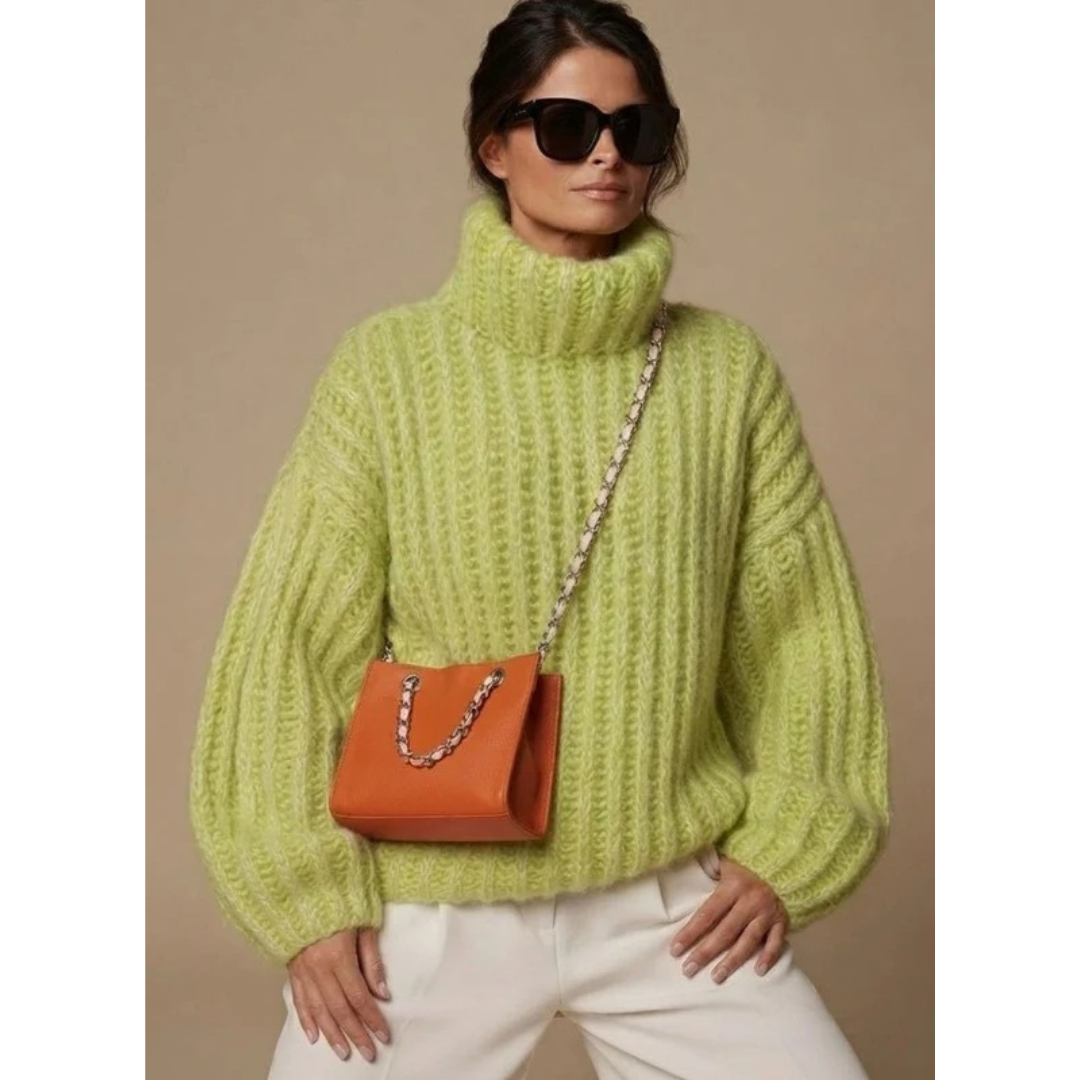Mavie | Damen Strickpullover mit Rollkragen und weitem Schnitt