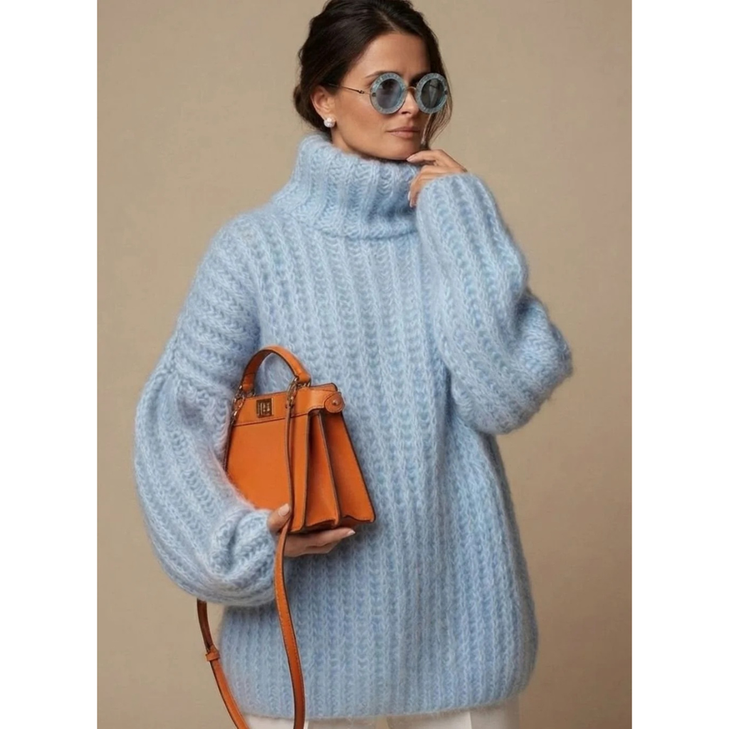 Mavie | Damen Strickpullover mit Rollkragen und weitem Schnitt