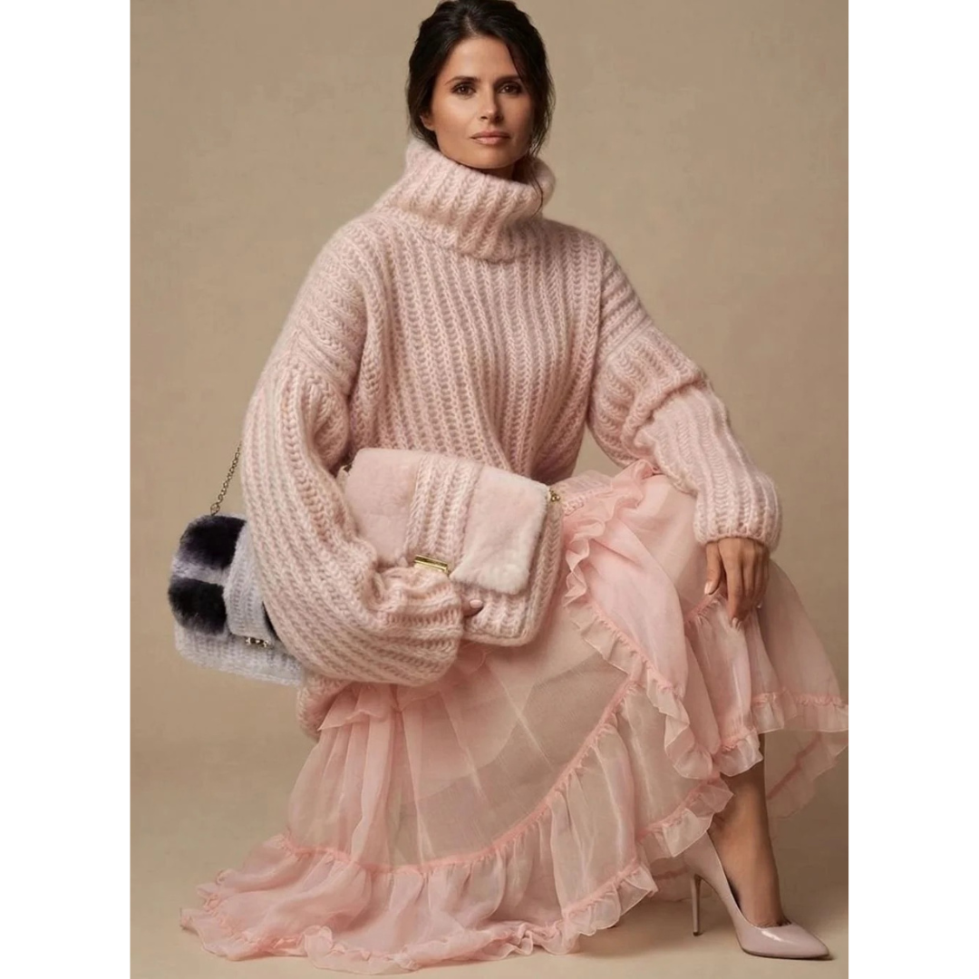 Mavie | Damen Strickpullover mit Rollkragen und weitem Schnitt