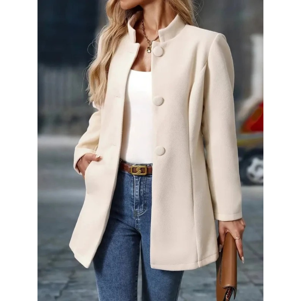 Mechthild | Damen Elegante Blazer Winterjacke mit Kragen