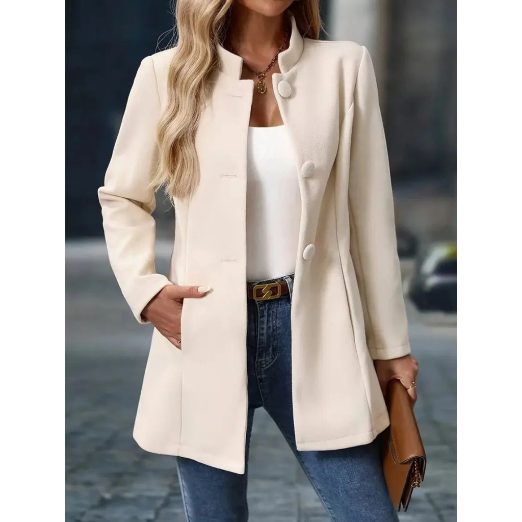 Mechthild | Damen Elegante Blazer Winterjacke mit Kragen