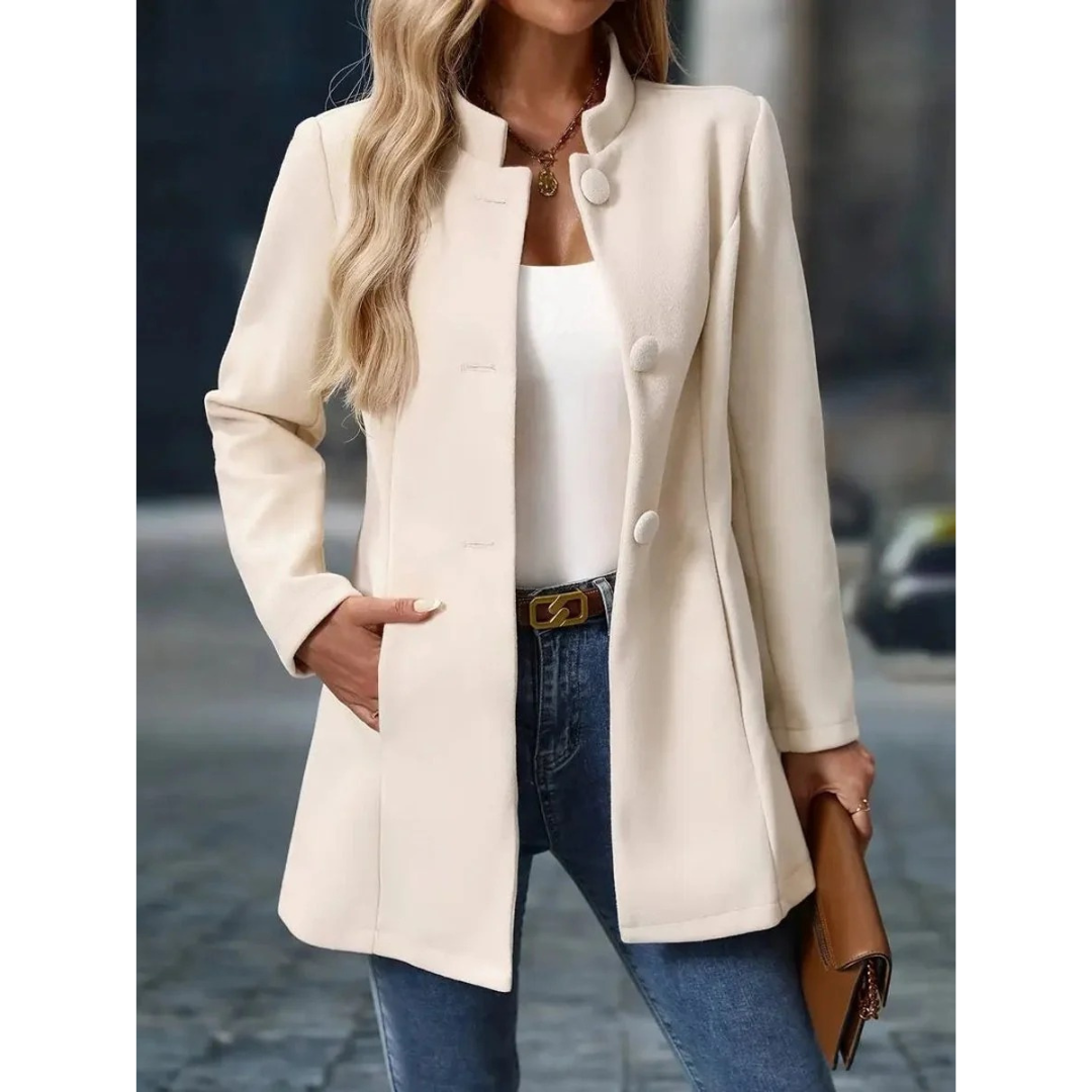 Mechthild | Damen Elegante Blazer Winterjacke mit Kragen