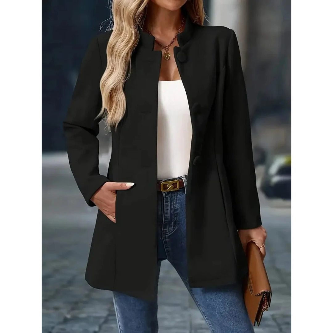 Mechthild | Damen Elegante Blazer Winterjacke mit Kragen