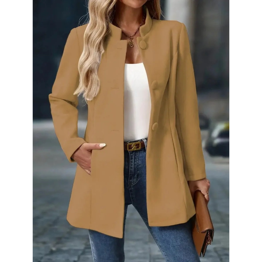Mechthild | Damen Elegante Blazer Winterjacke mit Kragen