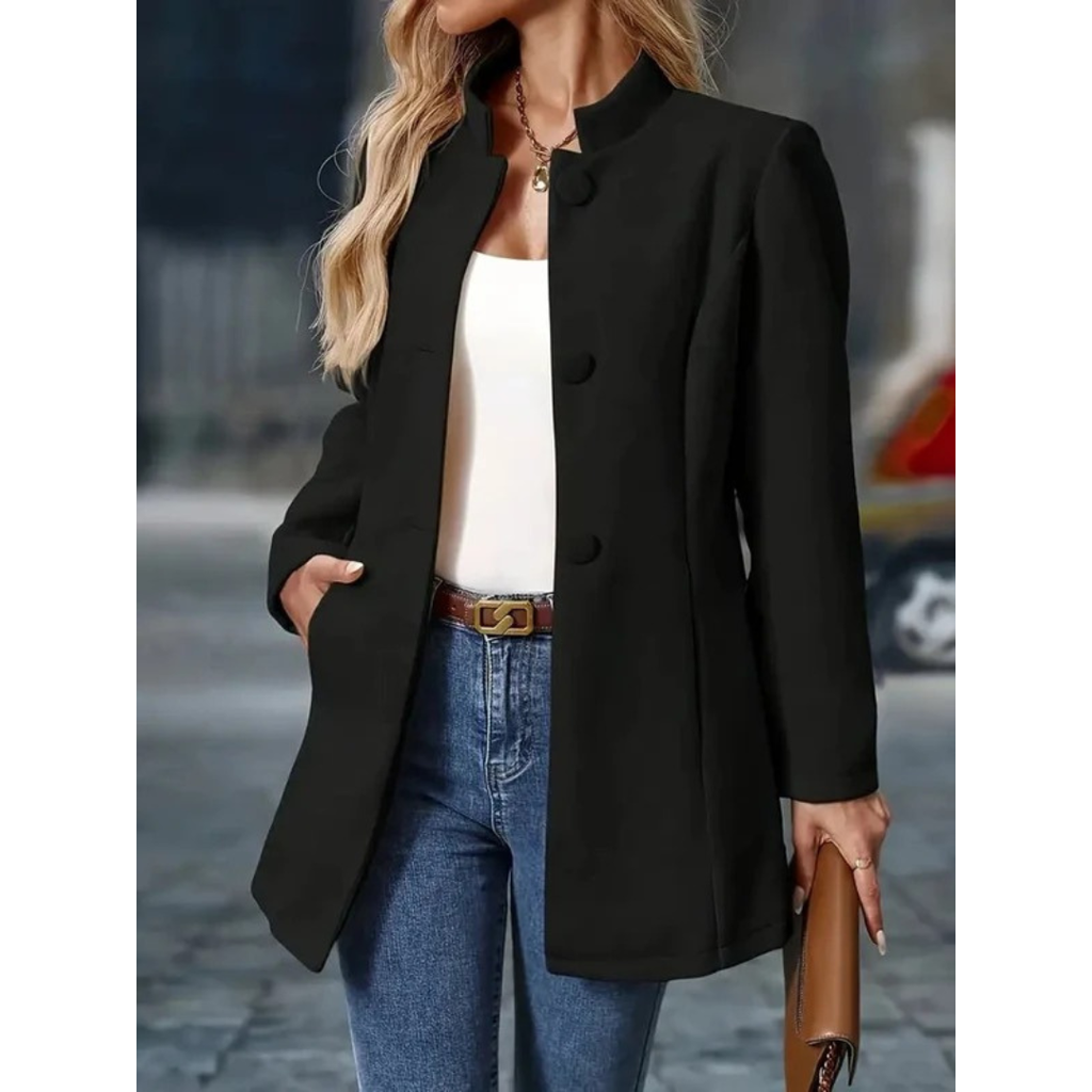 Mechthild | Damen Elegante Blazer Winterjacke mit Kragen
