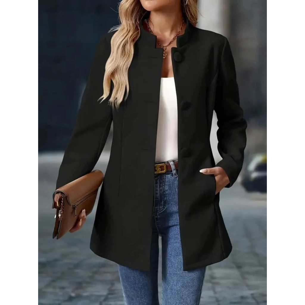 Mechthild | Damen Elegante Blazer Winterjacke mit Kragen