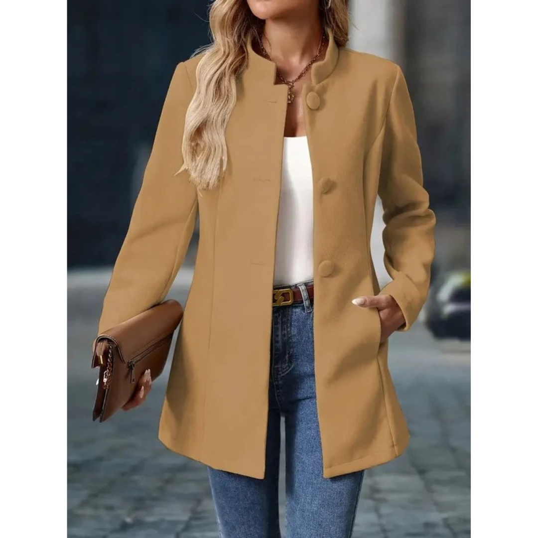Mechthild | Damen Elegante Blazer Winterjacke mit Kragen