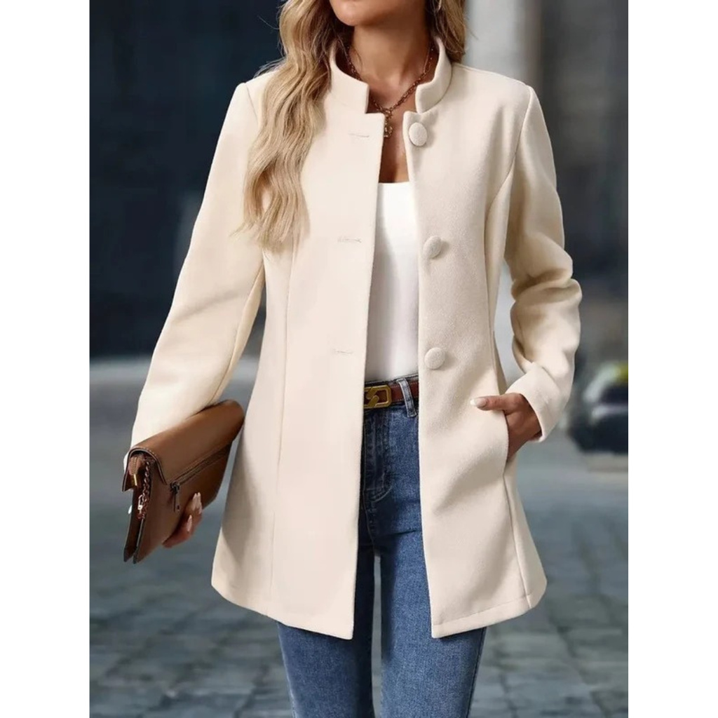 Mechthild | Damen Elegante Blazer Winterjacke mit Kragen