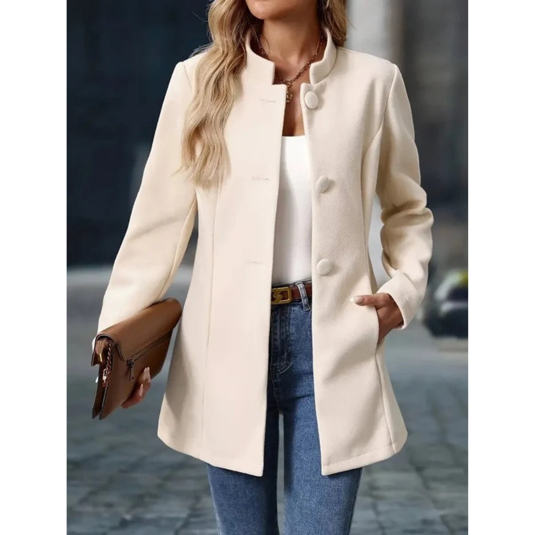 Mechthild | Damen Elegante Blazer Winterjacke mit Kragen