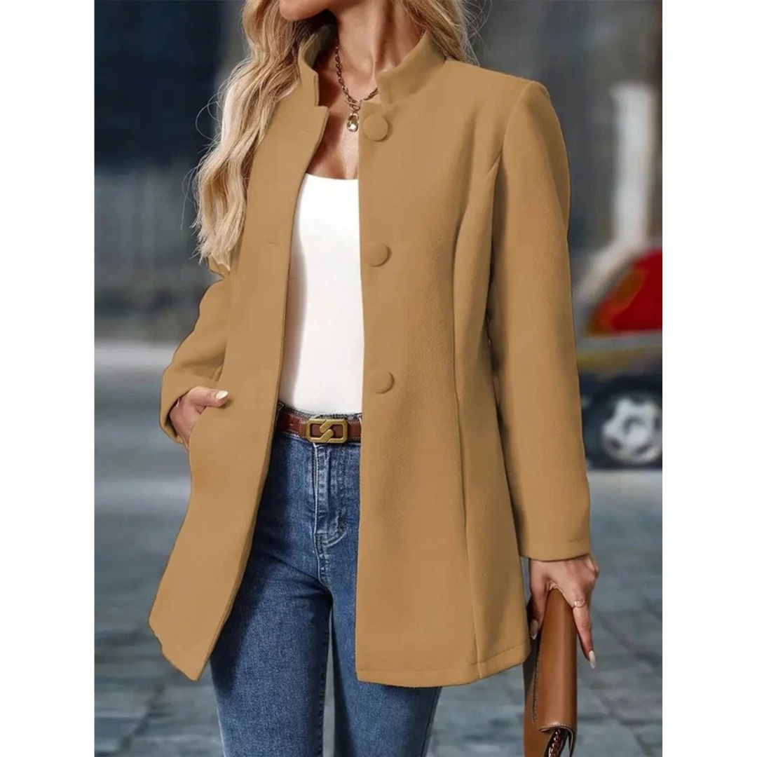 Mechthild | Damen Elegante Blazer Winterjacke mit Kragen