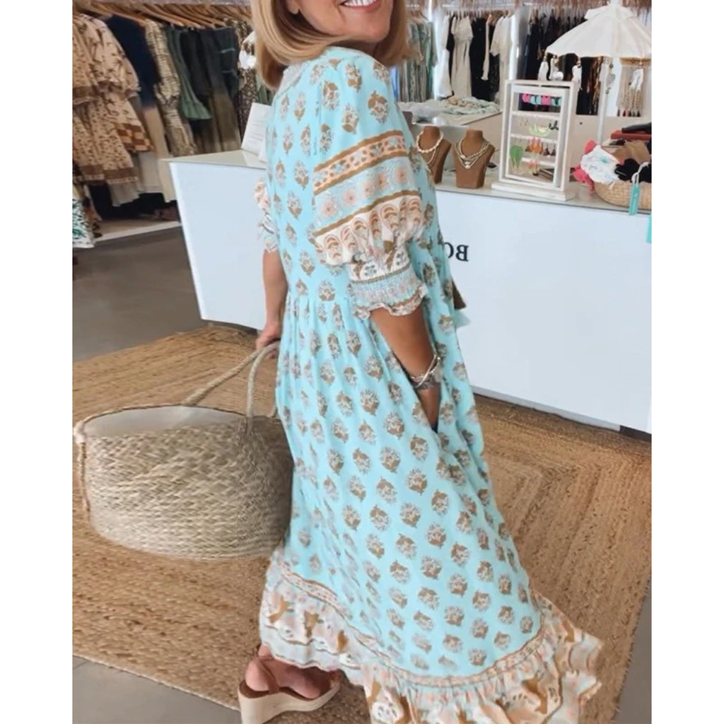 Mechthild | Damen Sommerkleid Mit Muster In Midi Länge