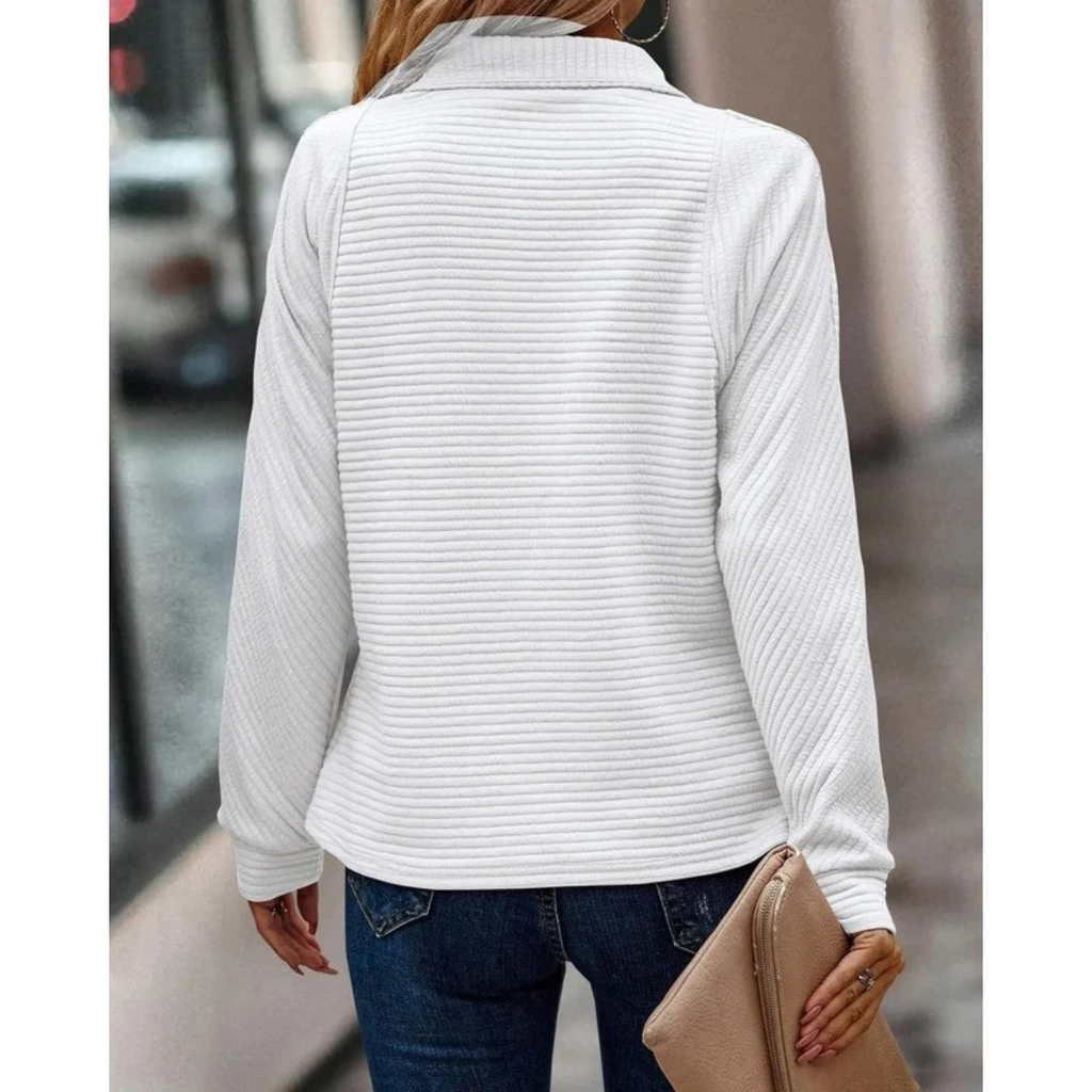 Melanie | Damen Pullover mit Kragen und Reißverschluss