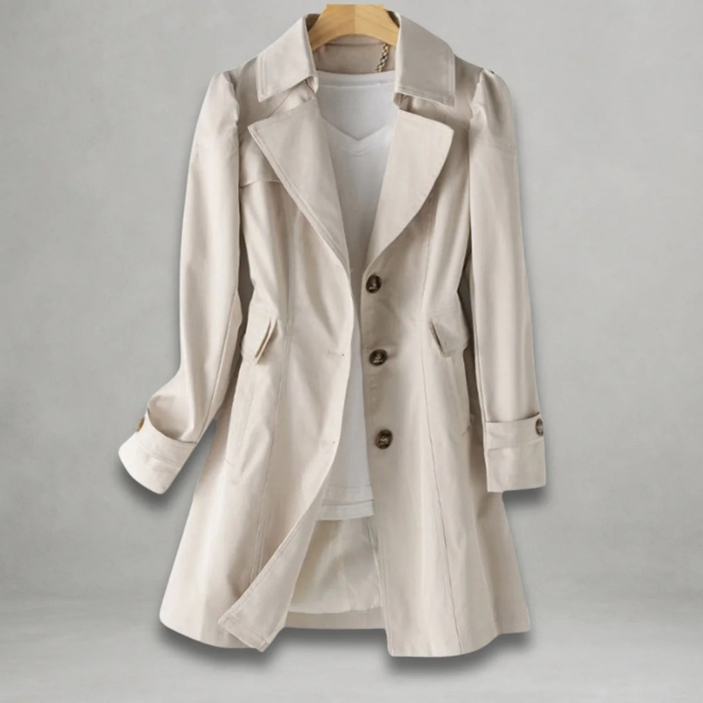 Melanie | Damen Trenchcoat mit Kragen und Knöpfen