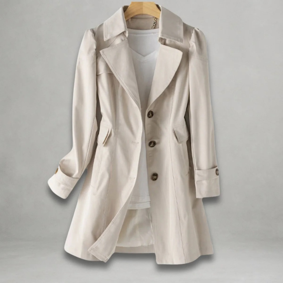 Melanie | Damen Trenchcoat mit Kragen und Knöpfen