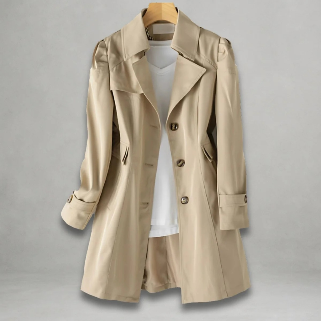 Melanie | Damen Trenchcoat mit Kragen und Knöpfen