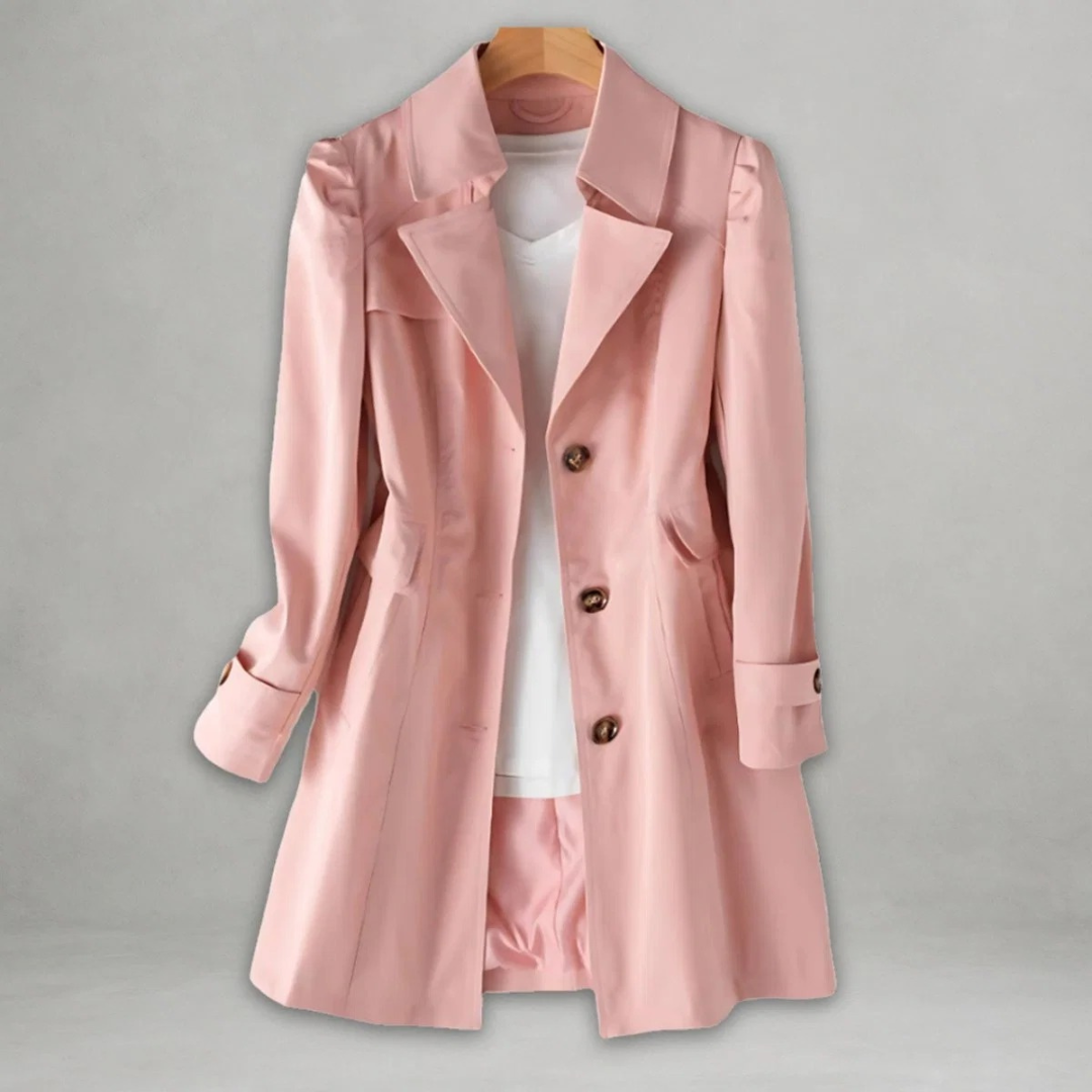 Melanie | Damen Trenchcoat mit Kragen und Knöpfen