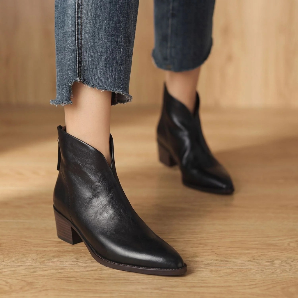 Melinda | Damen Orthopädische Stiefeletten im Chelsea Stil mit spitzer Form