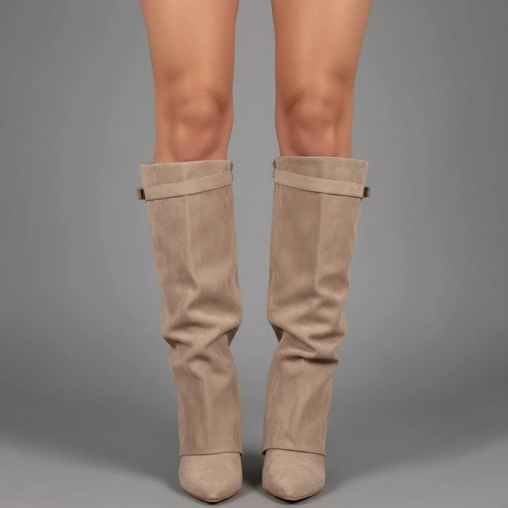 Melinda | Damen Overknee Stiefel Mit Schnalle Und Spitze