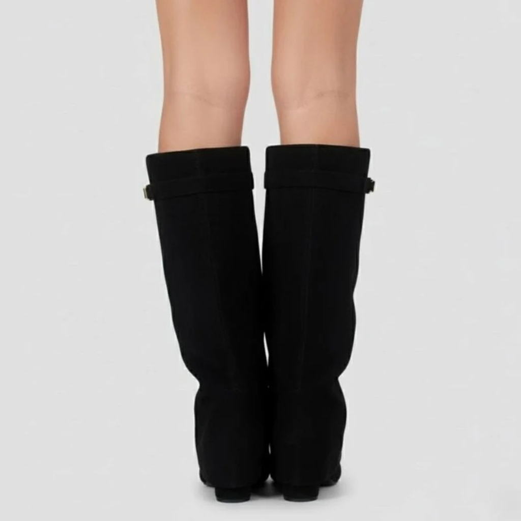 Melinda | Damen Overknee Stiefel Mit Schnalle Und Spitze