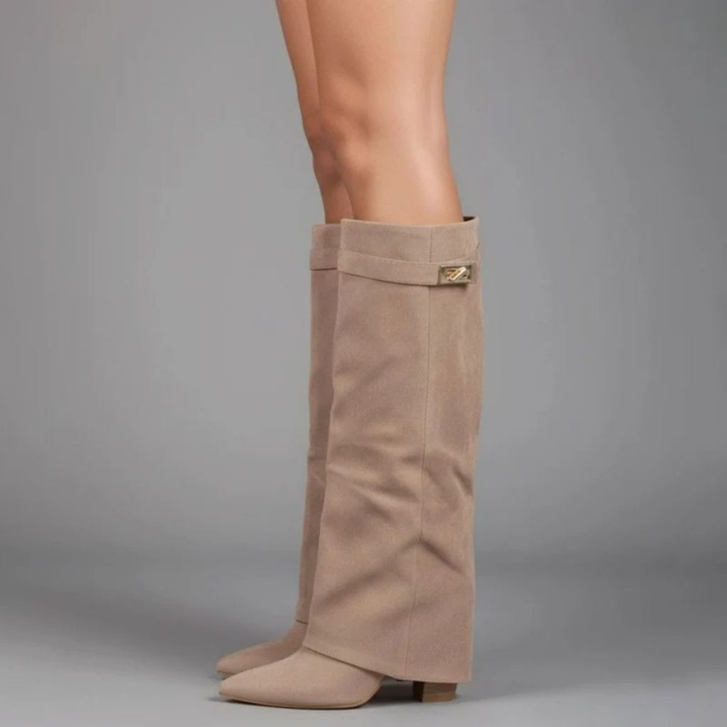 Melinda | Damen Overknee Stiefel Mit Schnalle Und Spitze
