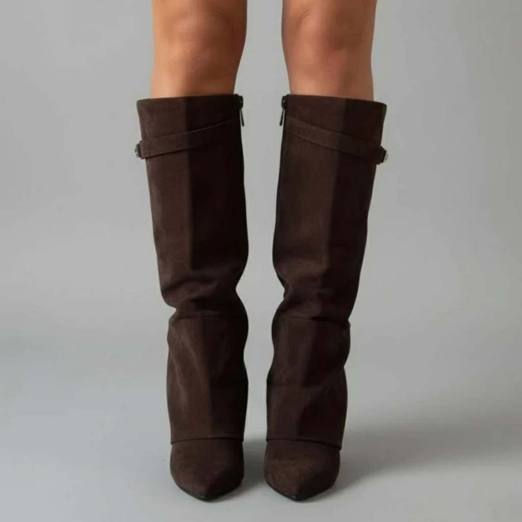 Melinda | Damen Overknee Stiefel Mit Schnalle Und Spitze
