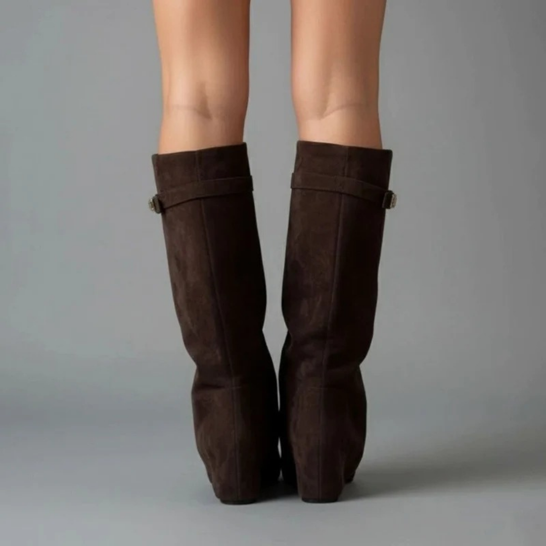 Melinda | Damen Overknee Stiefel Mit Schnalle Und Spitze