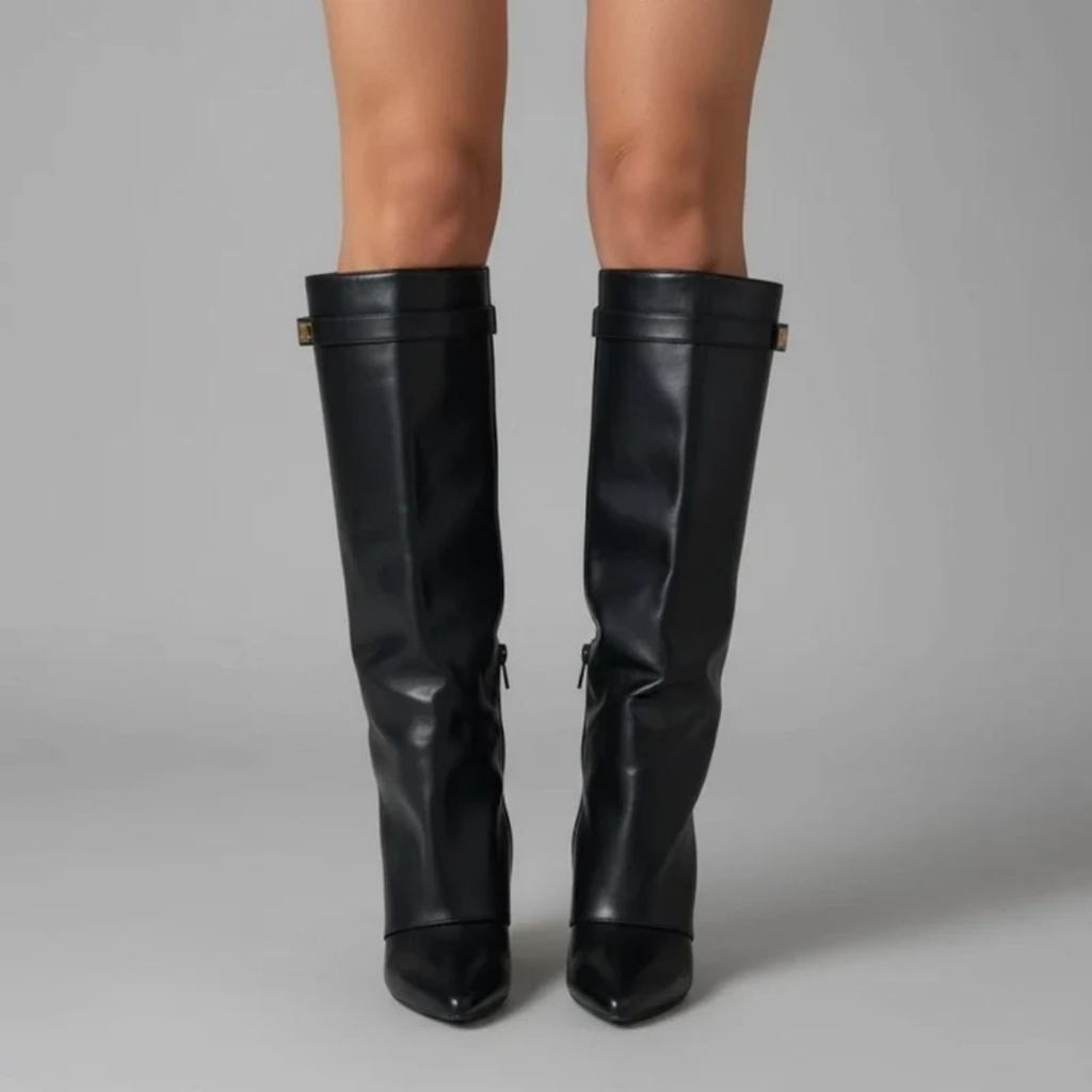 Melinda | Damen Overknee Stiefel Mit Schnalle Und Spitze