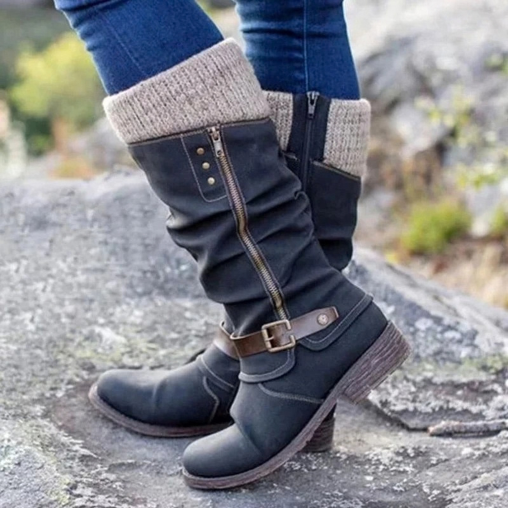 Meva | Damen Orthopädische Stiefel mit Reißverschluss und Details
