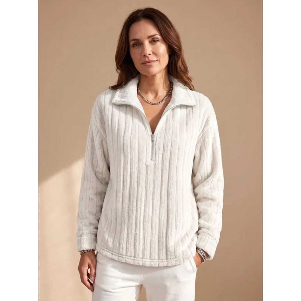 Mia | Damen Fleece Pullover mit Reißverschluss und weichem Design