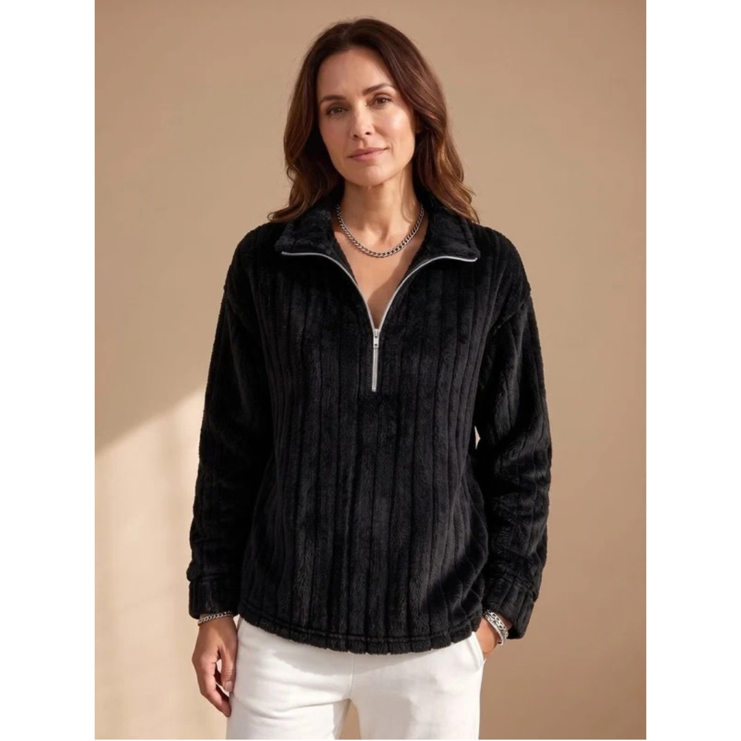 Mia | Damen Fleece Pullover mit Reißverschluss und weichem Design