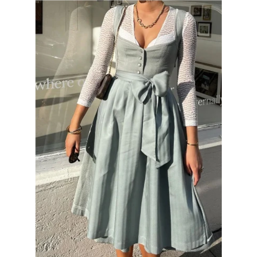 Mia | Damen Graue Oktoberfest Dirndl Trachtenkleid