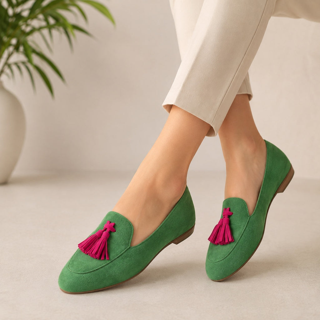 Mia | Damen Orthopädische Grüne Loafer Schuhe