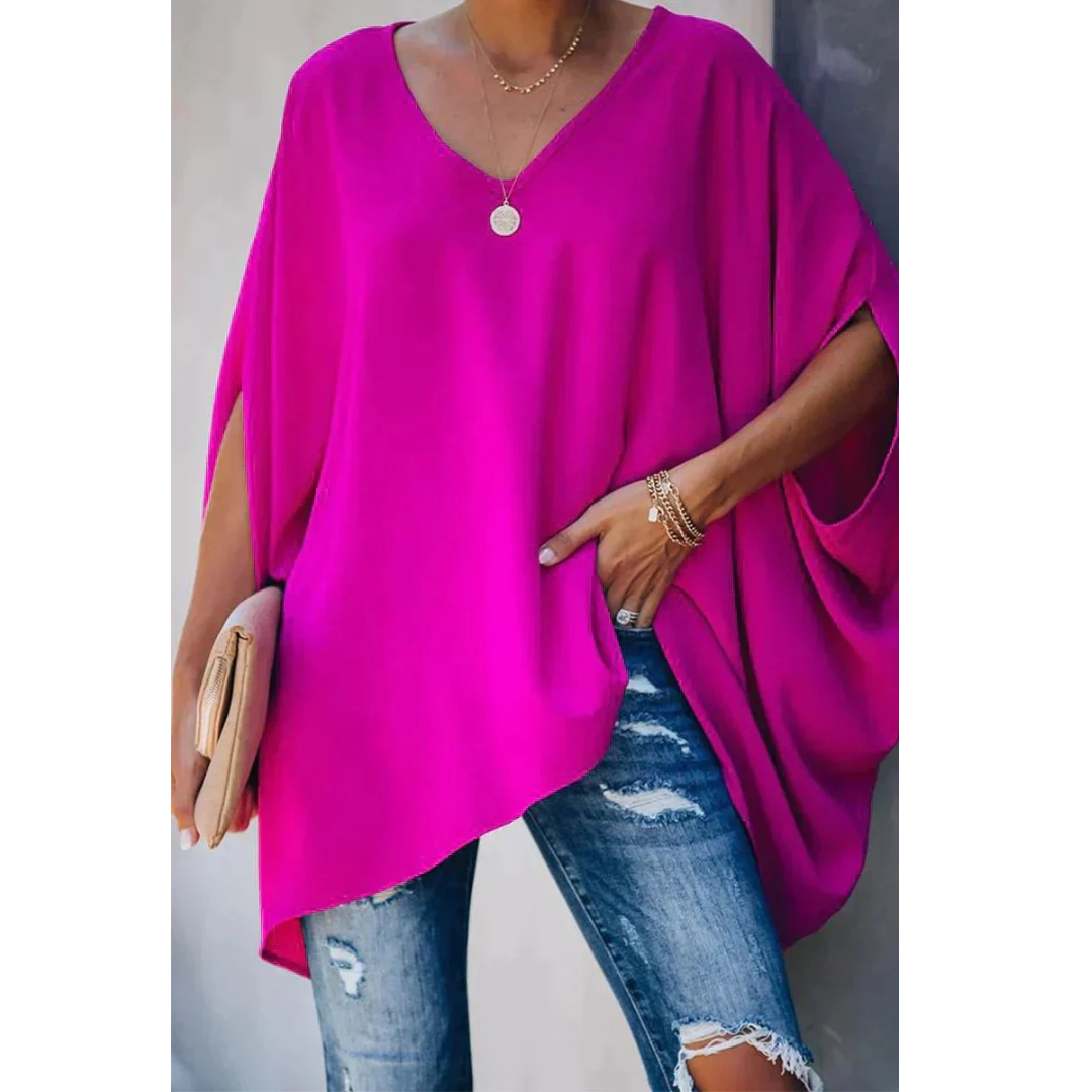 Mia | Damen Oversize Stilvolles Tunika Mit V-Ausschnitt