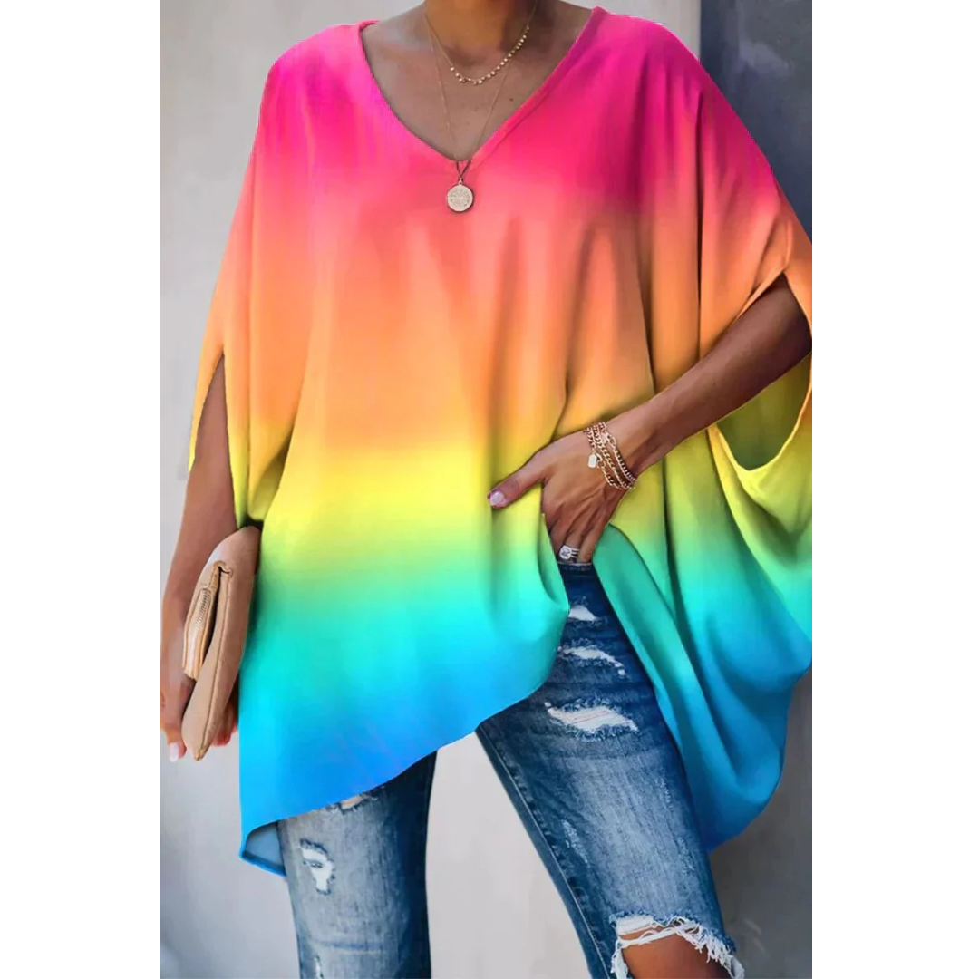 Mia | Damen Oversize Stilvolles Tunika Mit V-Ausschnitt